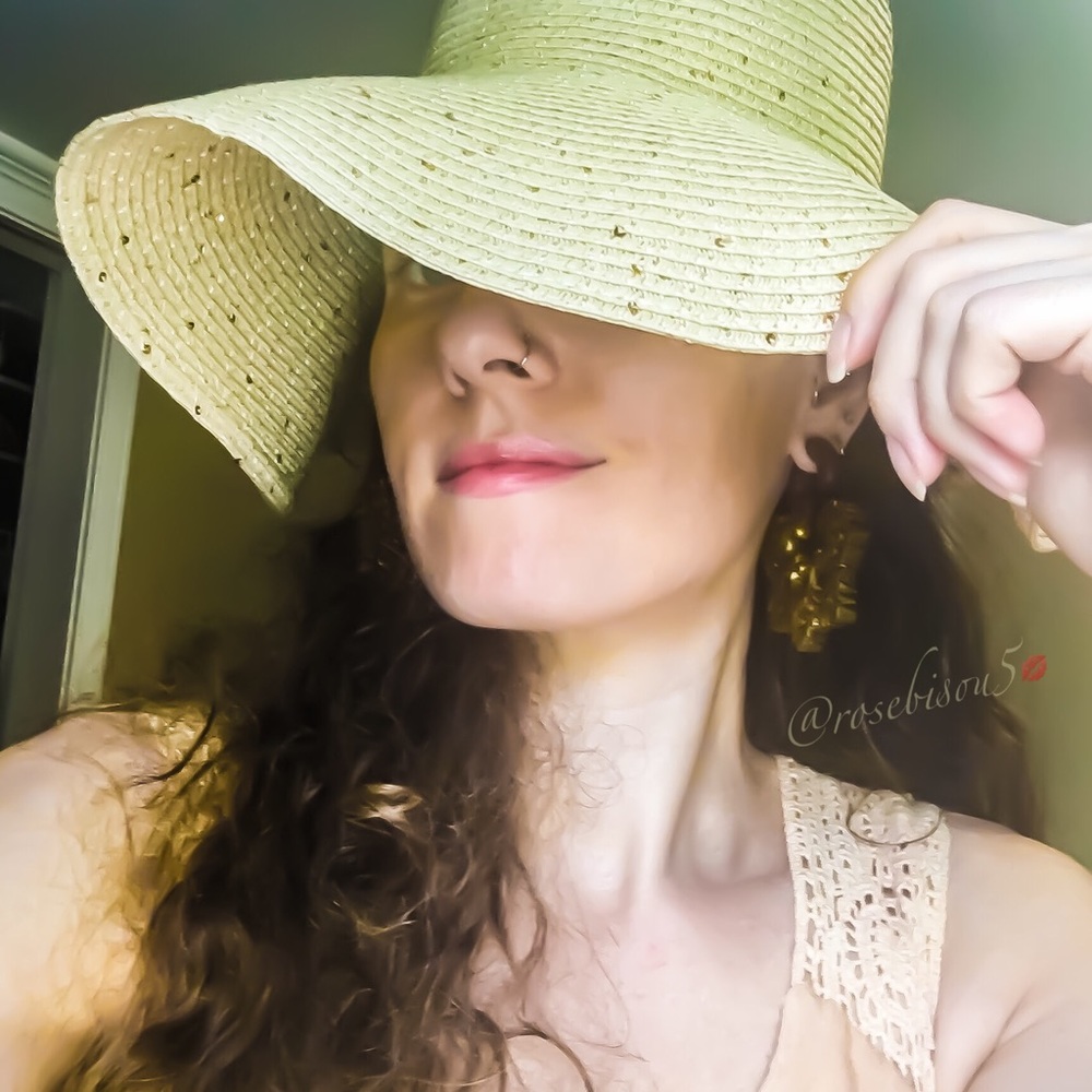 HP✌🏼Wide Brim Floppy Hat Rose Gold Sequins - Picture 7 of 7
